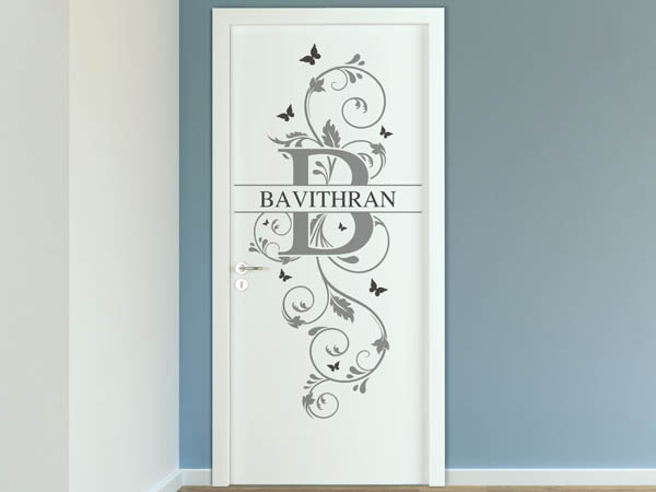 Wandtattoo Namensschild Bavithran auf einer Tür
