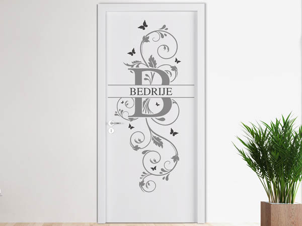 Wandtattoo Namensschild Bedrije auf einer Tür