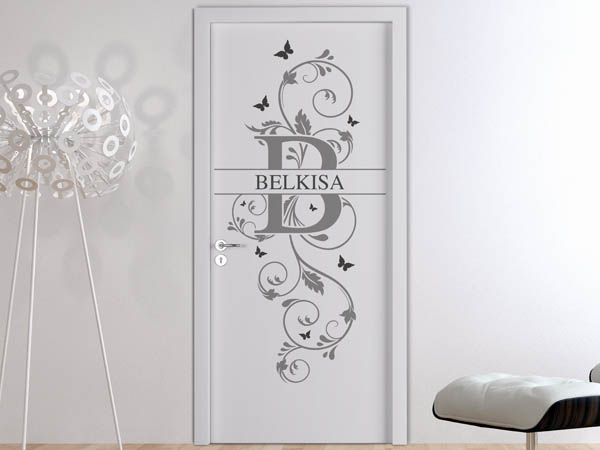 Wandtattoo Namensschild Belkisa auf einer Tür