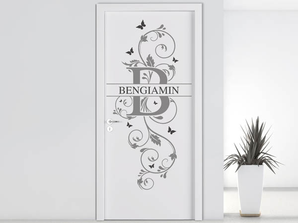 Wandtattoo Namensschild Bengiamin auf einer Tür