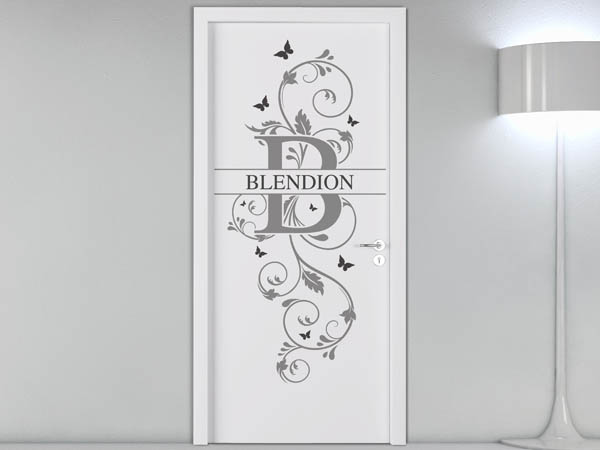 Wandtattoo Namensschild Blendion auf einer Tür