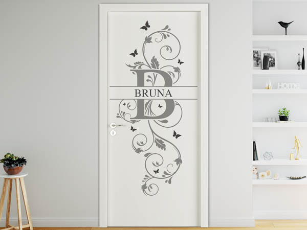 Wandtattoo Namensschild Bruna auf einer Tür