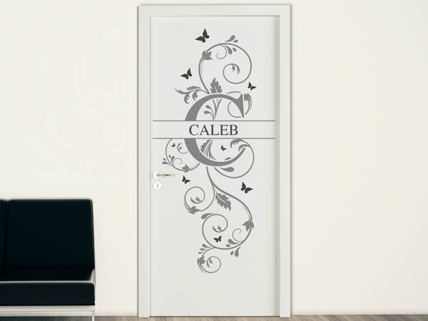 Wandtattoo Namensschild Caleb auf einer Tür