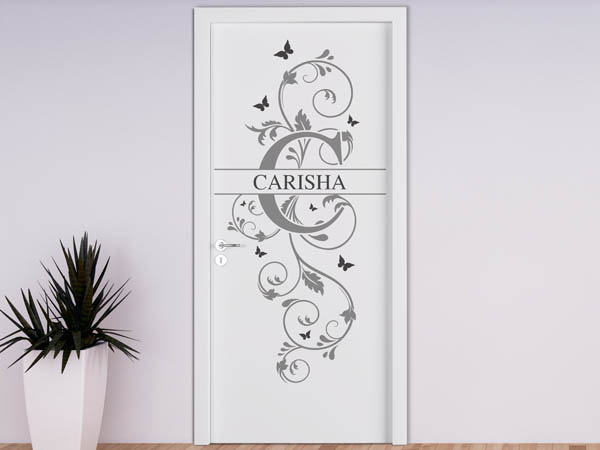 Wandtattoo Namensschild Carisha auf einer Tür