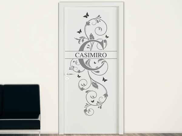 Wandtattoo Namensschild Casimiro auf einer Tür