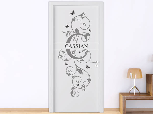Wandtattoo Namensschild Cassian auf einer Tür