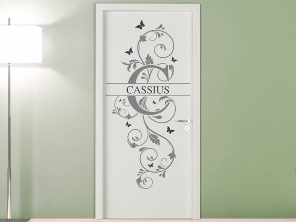 Wandtattoo Namensschild Cassius auf einer Tür