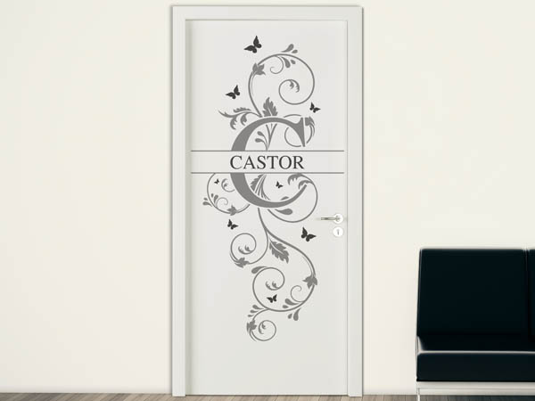 Wandtattoo Namensschild Castor auf einer Tür