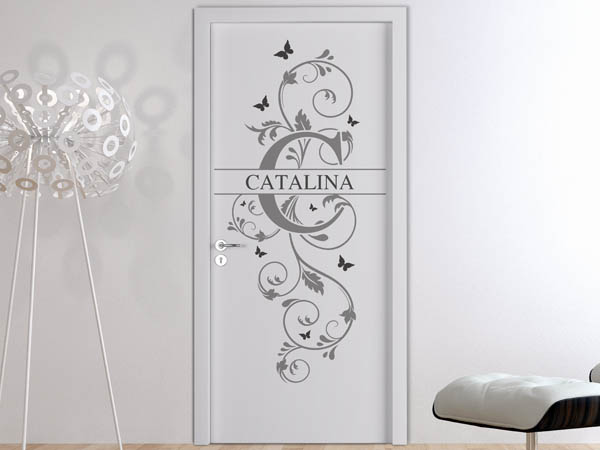 Wandtattoo Namensschild Catalina auf einer Tür