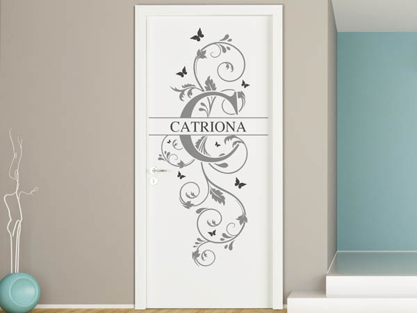 Wandtattoo Namensschild Catriona auf einer Tür
