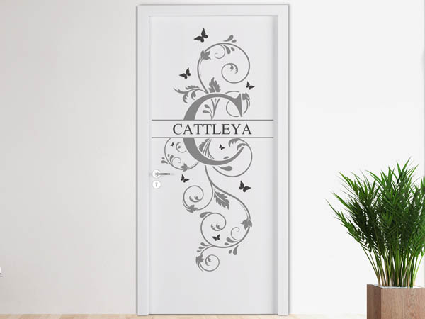 Wandtattoo Namensschild Cattleya auf einer Tür