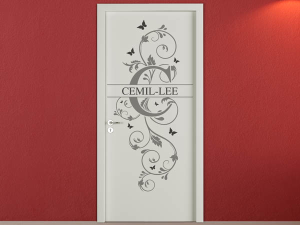 Wandtattoo Namensschild Cemil-Lee auf einer Tür