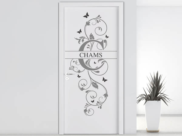 Wandtattoo Namensschild Chams auf einer Tür