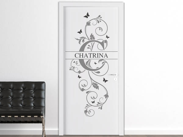 Wandtattoo Namensschild Chatrina auf einer Tür