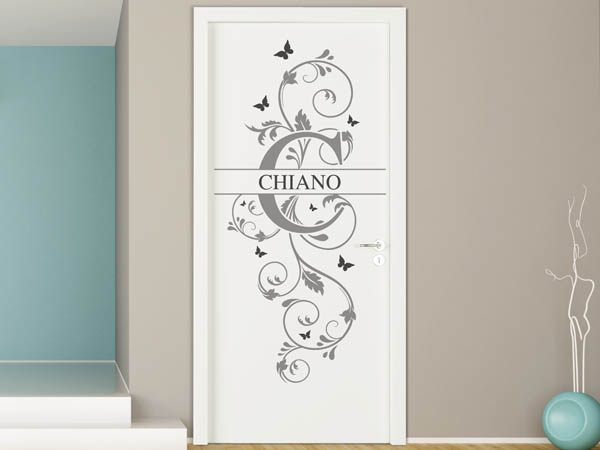 Wandtattoo Namensschild Chiano auf einer Tür
