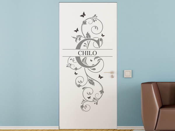 Wandtattoo Namensschild Chilo auf einer Tür