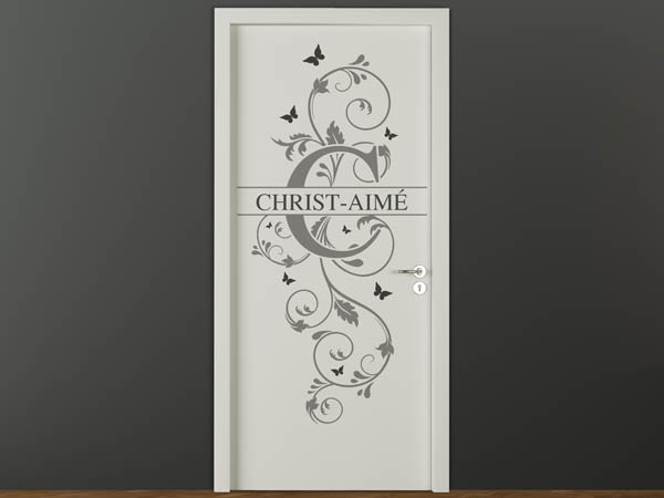 Wandtattoo Namensschild Christ-Aimé auf einer Tür