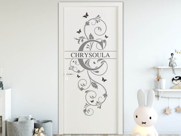 Wandtattoo Namensschild Chrysoula auf einer Tür