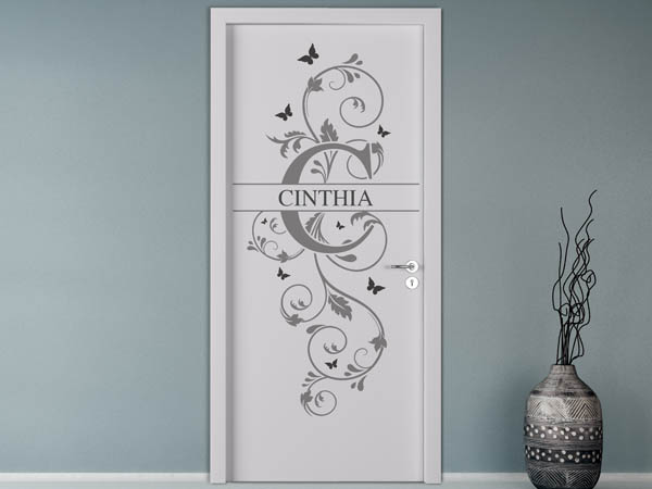Wandtattoo Namensschild Cinthia auf einer Tür