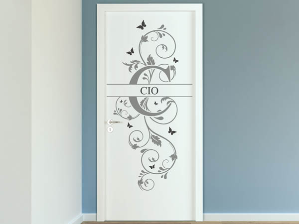 Wandtattoo Namensschild Cio auf einer Tür