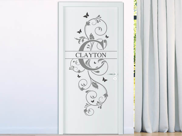 Wandtattoo Namensschild Clayton auf einer Tür