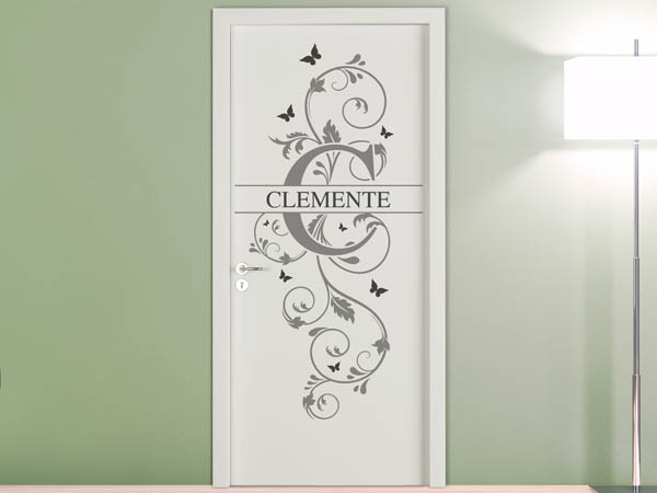 Wandtattoo Namensschild Clemente auf einer Tür