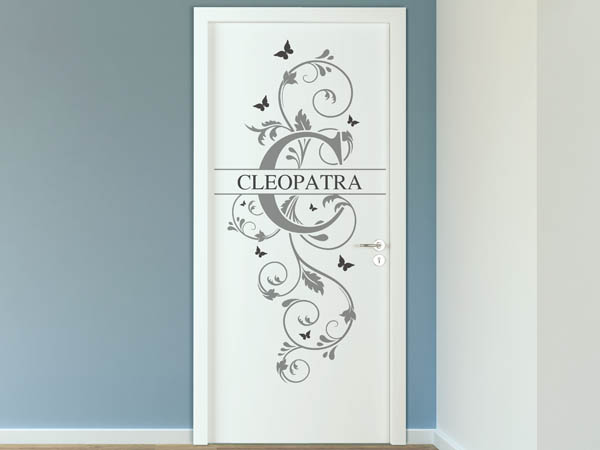 Wandtattoo Namensschild Cleopatra auf einer Tür