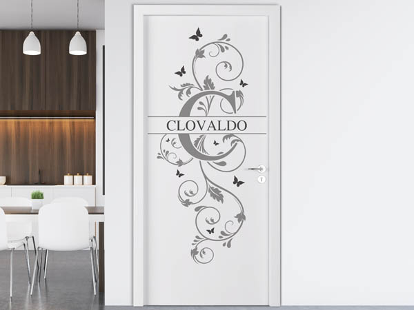 Wandtattoo Namensschild Clovaldo auf einer Tür