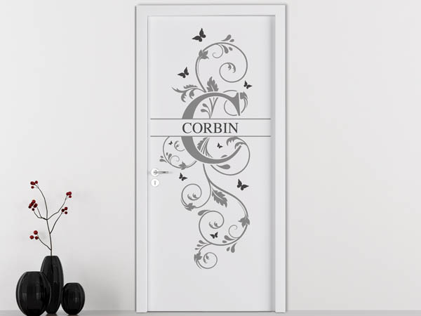 Wandtattoo Namensschild Corbin auf einer Tür