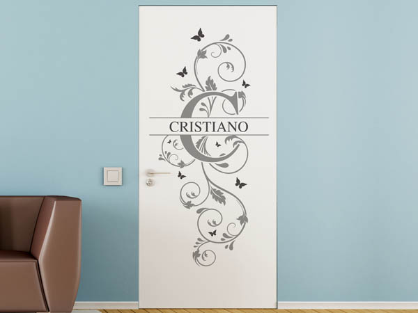 Wandtattoo Namensschild Cristiano auf einer Tür