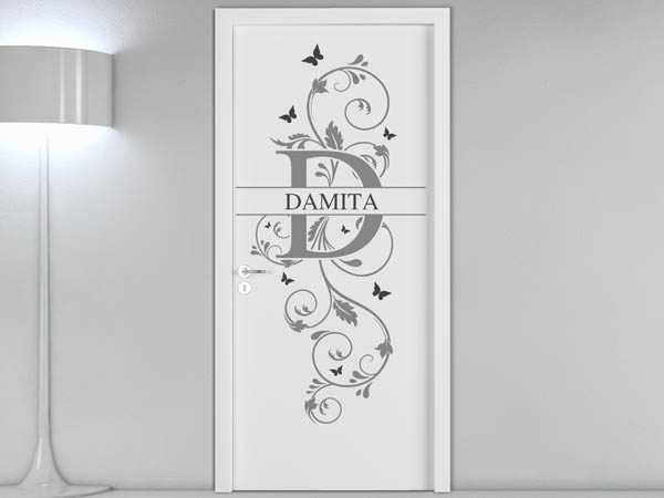 Wandtattoo Namensschild Damita auf einer Tür