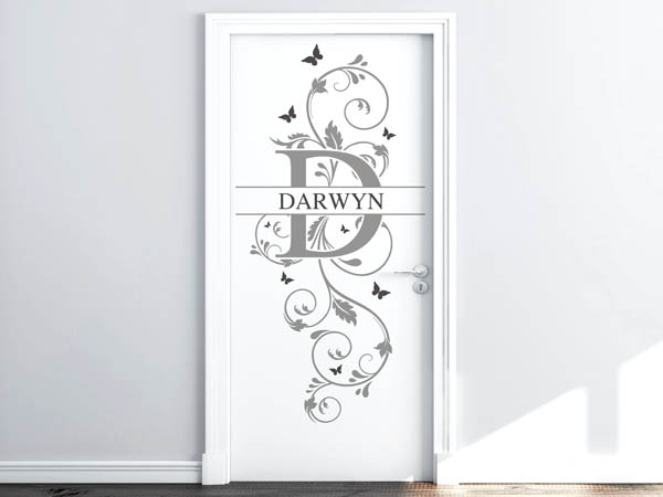 Wandtattoo Namensschild Darwyn auf einer Tür