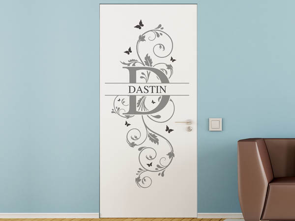 Wandtattoo Namensschild Dastin auf einer Tür