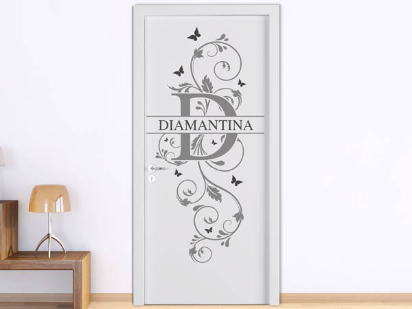 Wandtattoo Namensschild Diamantina auf einer Tür