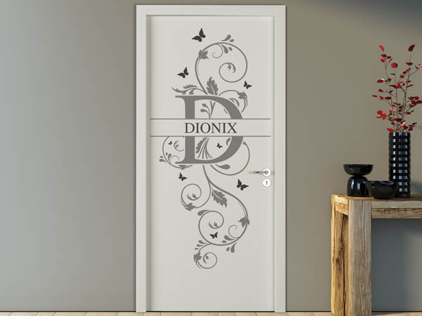 Wandtattoo Namensschild Dionix auf einer Tür