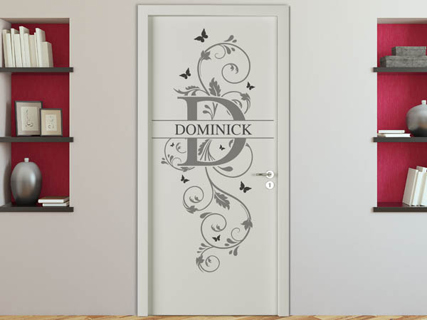 Wandtattoo Namensschild Dominick auf einer Tür