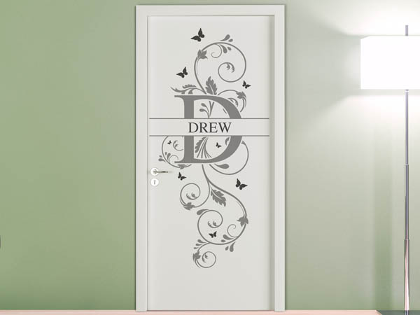 Wandtattoo Namensschild Drew auf einer Tür