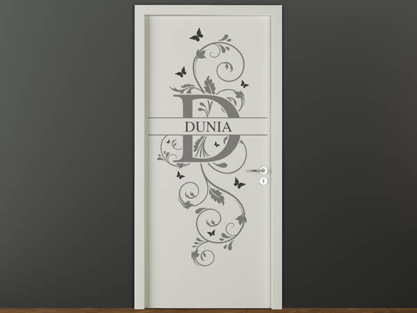 Wandtattoo Namensschild Dunia auf einer Tür