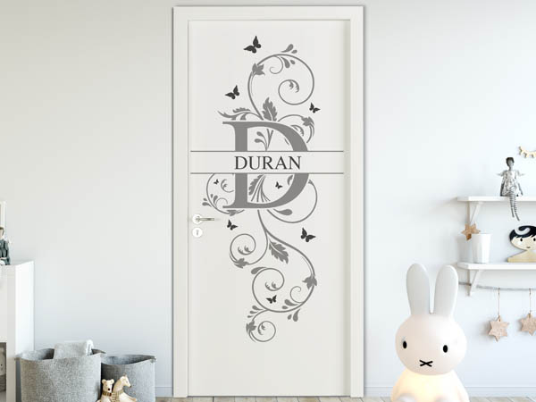 Wandtattoo Namensschild Duran auf einer Tür