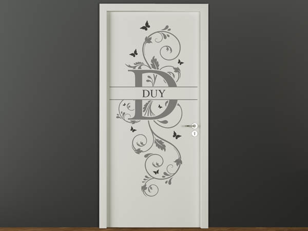 Wandtattoo Namensschild Duy auf einer Tür