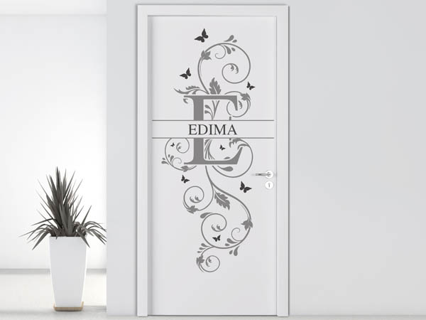 Wandtattoo Namensschild Edima auf einer Tür