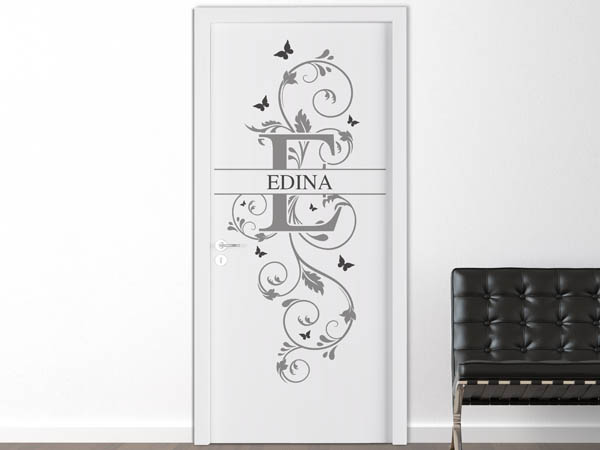 Wandtattoo Namensschild Edina auf einer Tür