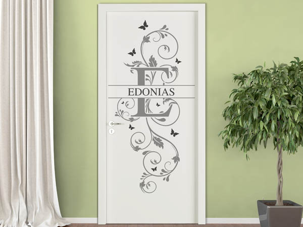 Wandtattoo Namensschild Edonias auf einer Tür