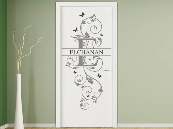 Wandtattoo Namensschild Elchanan auf einer Tür