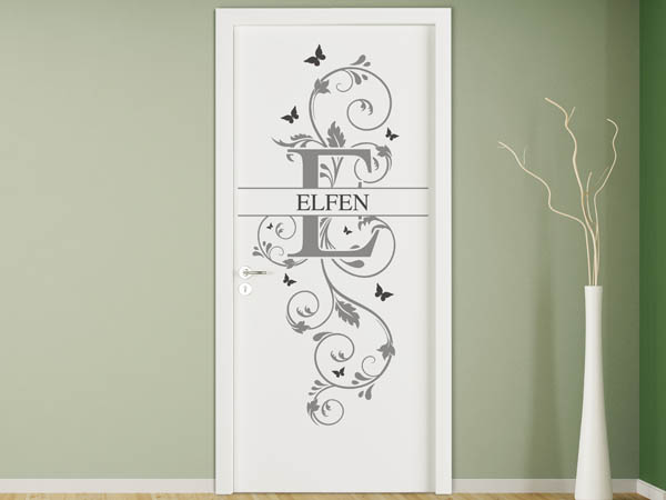 Wandtattoo Namensschild Elfen auf einer Tür