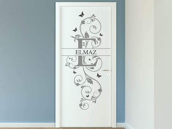 Wandtattoo Namensschild Elmaz auf einer Tür