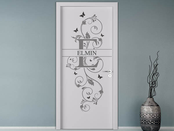 Wandtattoo Namensschild Elmin auf einer Tür