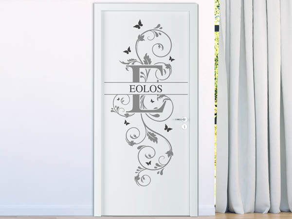 Wandtattoo Namensschild Eolos auf einer Tür