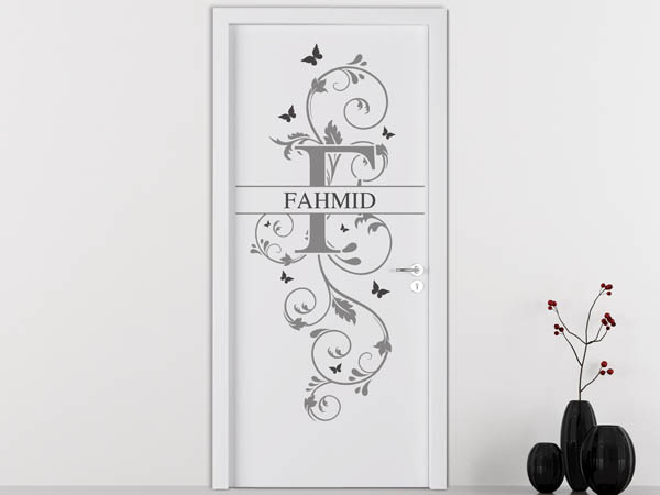 Wandtattoo Namensschild Fahmid auf einer Tür