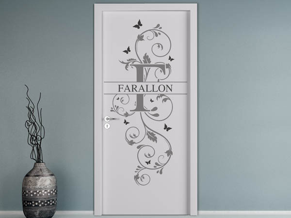 Wandtattoo Namensschild Farallon auf einer Tür